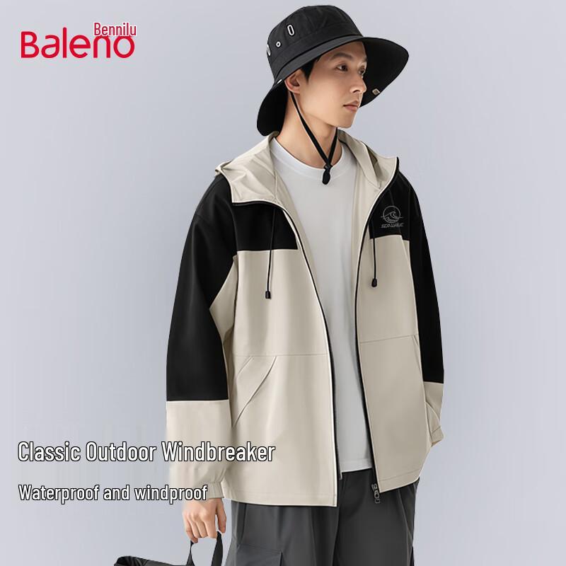 Baleno Men's Retro Hooded Color-Block Windbreaker Jacket