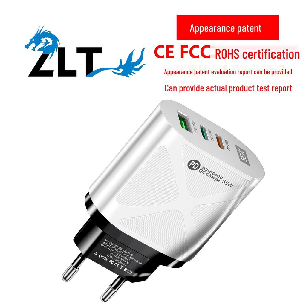 58W Dual Fast Charger with 2PD+QC3.0, EU/US/UK/AU Plugs