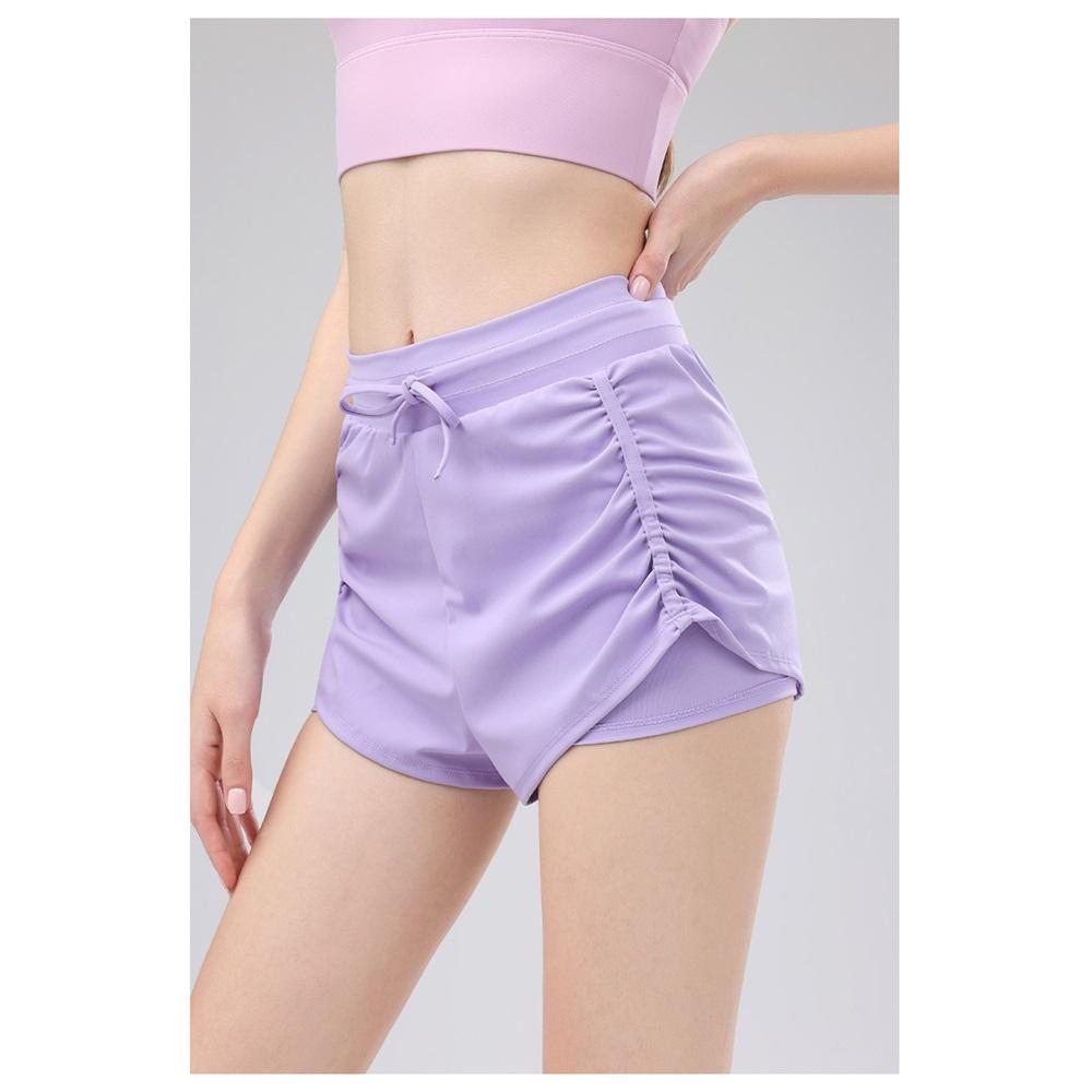 Summer High-waisted Pleated Drawstring Fake Two Pairs Of Casual Yoga Pants, Versatile Running And Sports, Anti-glare Training And Fitness Pants