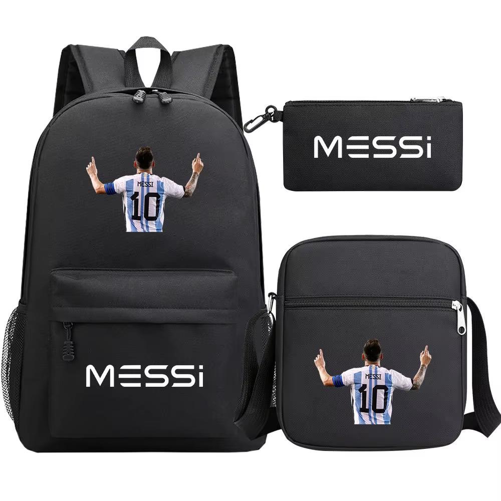 3pcs Messi Football Cool Backpacks Capacity Rucksack Girl Boys Simple Shoulder Bag High School Bag Women Men Daily Backpack Bag