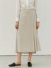 Peulloumeon Pleated Wrap Wool Skirt_Sand Beige
