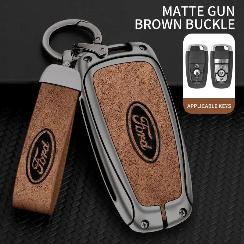 Car Sticker 2026 Hot For Ford New Leather Car Key Case Cover Shell For Ford Fusion Edge Mustang Explorer Expedition Bronco Ecosp