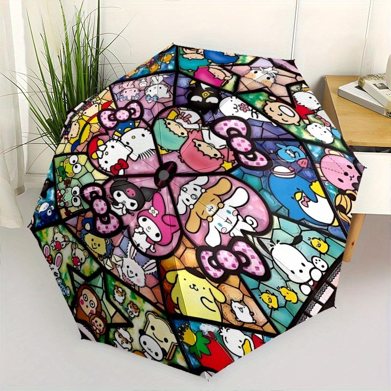 

Cartoon Hello Kitty and Friends Automatic Folding Umbrella - 3 Folding Design, Vivid Cartoon Pattern, Suitable for Outdoor Activities, A Gift for Fans