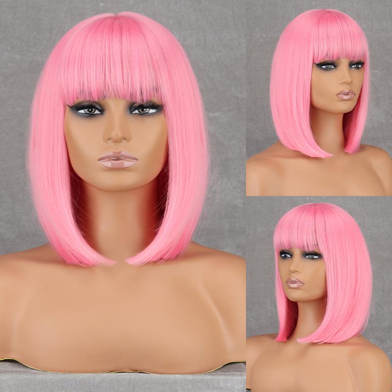 LISI HAIR Dámská móda Délka po ramena Hnědá Rovná Bobová paruka s ofinou Syntetické vlákno Přírodní barva Bobová paruka na denní nošení