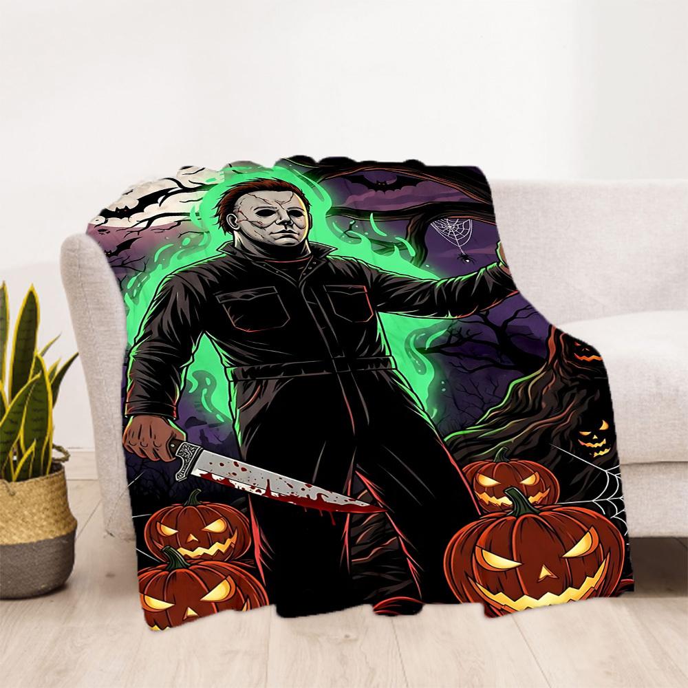 1pc Halloween Michael Myers Outdoor Blanket Lightweight Flannel, Soft & Warm, All Season Use for Sofa, Outdoor, Camping, Living Room, Office, Chair