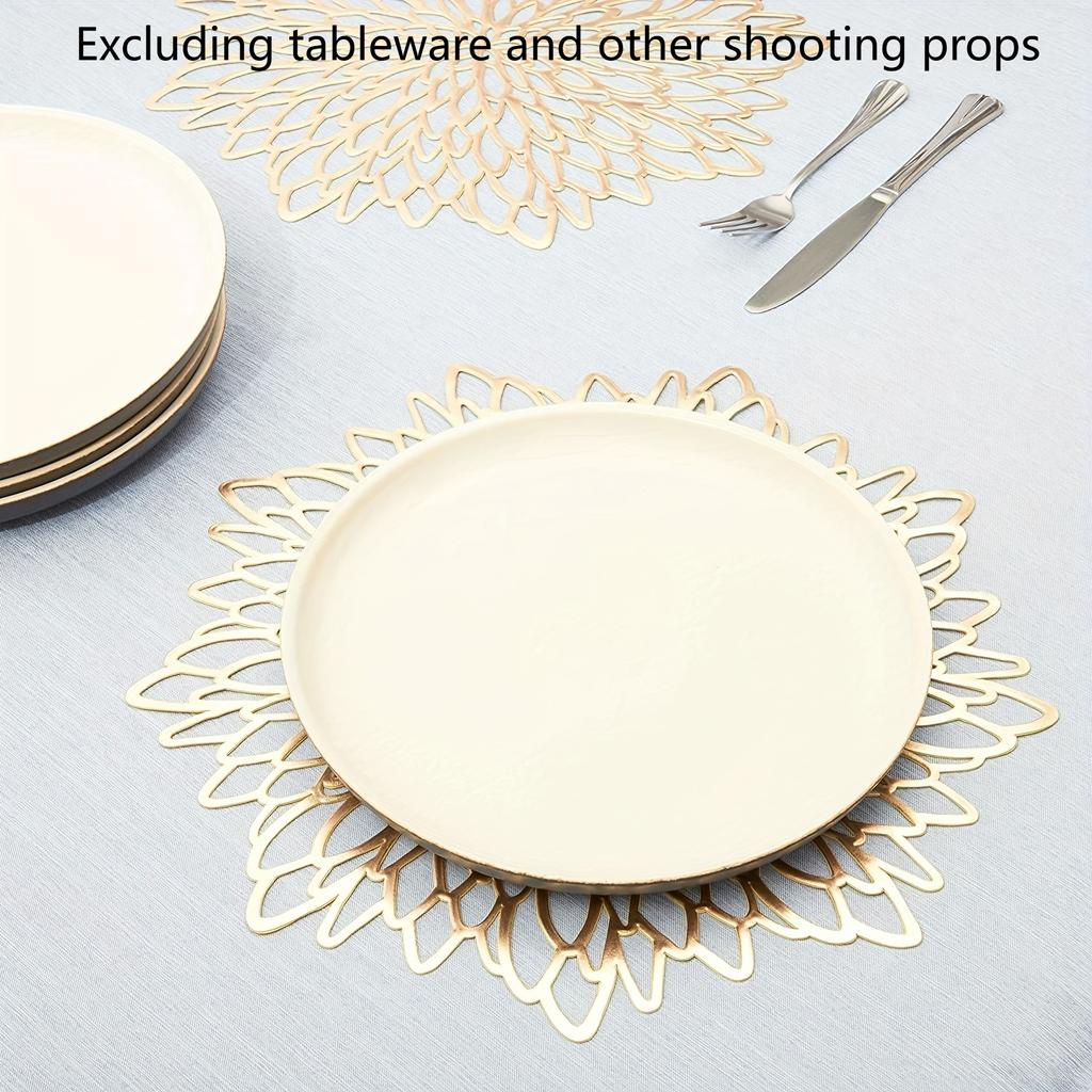 5 Stück Tischsets - Elegantes gepresstes rundes Blattdesign, langlebig & dekorativ für Weihnachten, Tischdeko | Elegante Tischdekoration