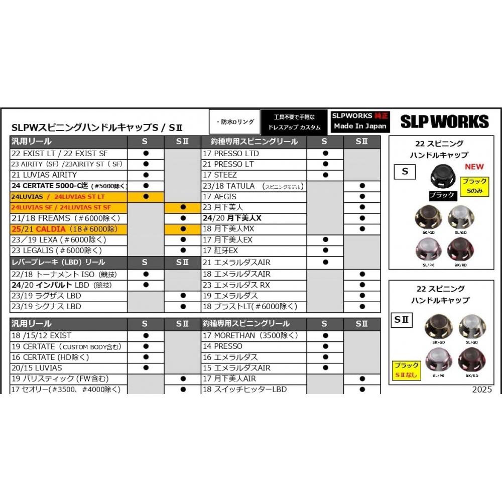 Daiwa Slp WorkS  Daiwa Slp WorkS  22 Slpw Spinning Handle Cap S S2 Silver Gold S Type