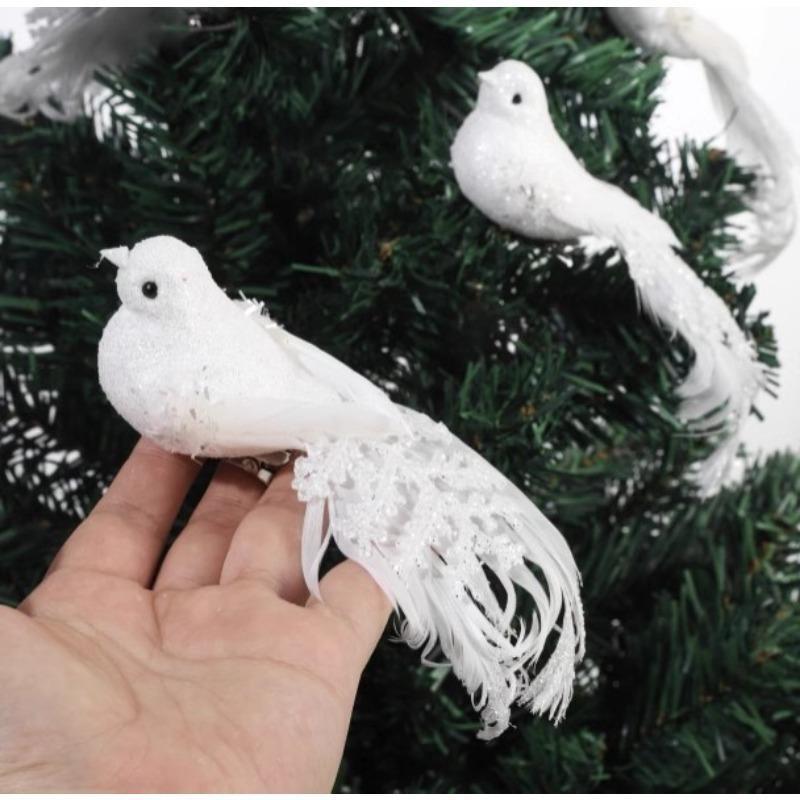 

4 шт./набор Искусственное перо Любовь Мир Белая птица Садовый декор Поделка Птицы Модель Реквизит для фотосессии Украшение 4pcs белый