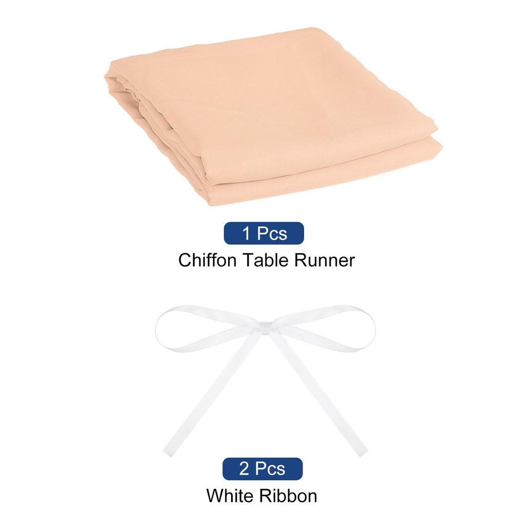 Uxcell Chiffon Table Runner 3M 72 X 305 Cm Rustic Gauze Tablecloth Sheer Wedding Table Runner for Wedding Bridal Party Table Decoration Light Peach