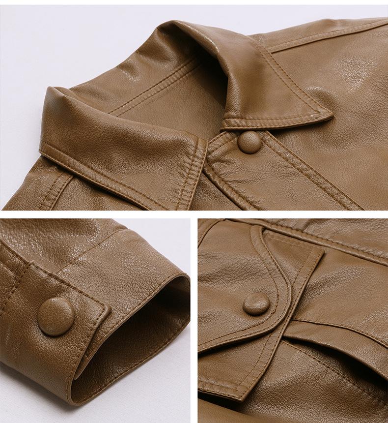 Women's Petite Short PU Leather Jacket - 2025 Spring Fashion Versatile Casual Coat (Model XG9971)