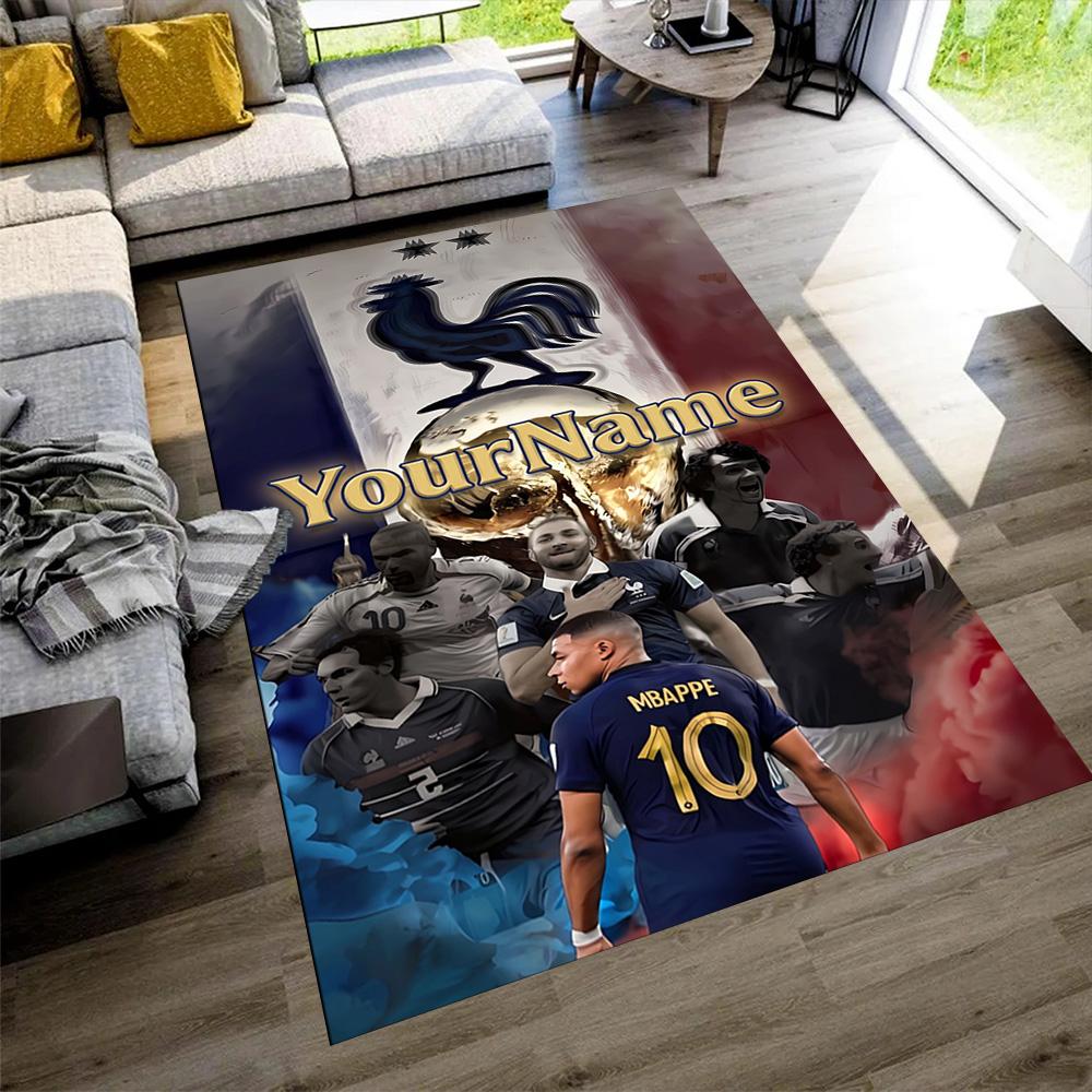Mbappe Customize Your Name Area Rug Suitable for Study room Playrooms Foyer Balcony Anti-slip Rug Anime Office Decor Perfect Gift for Friends & Family