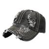 Solid Color Ripped Denim Baseball Cap Men's Big Brim Big Head Circumference Visor Soft Top Truck Driver Cap