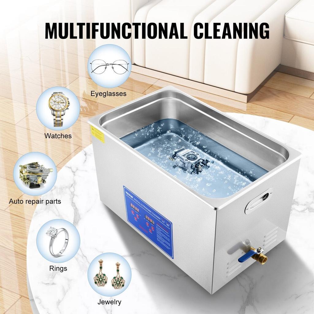 30L Ultrasonic Cleaner Machine Stainless Steel Ultrasonic Cleaning Machine Digital Heater Timer Jewelry Cleaning for Commercial Personal Home Use(30L)