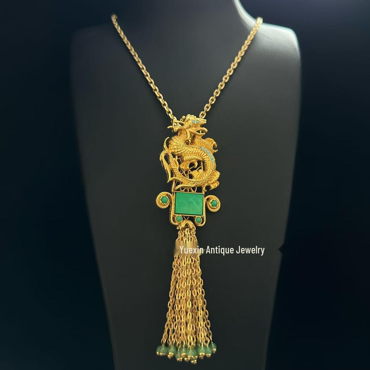 

Vintage Gold Sweater Necklace & Brooch Combo: Long, Dual-Use High-End Accessory