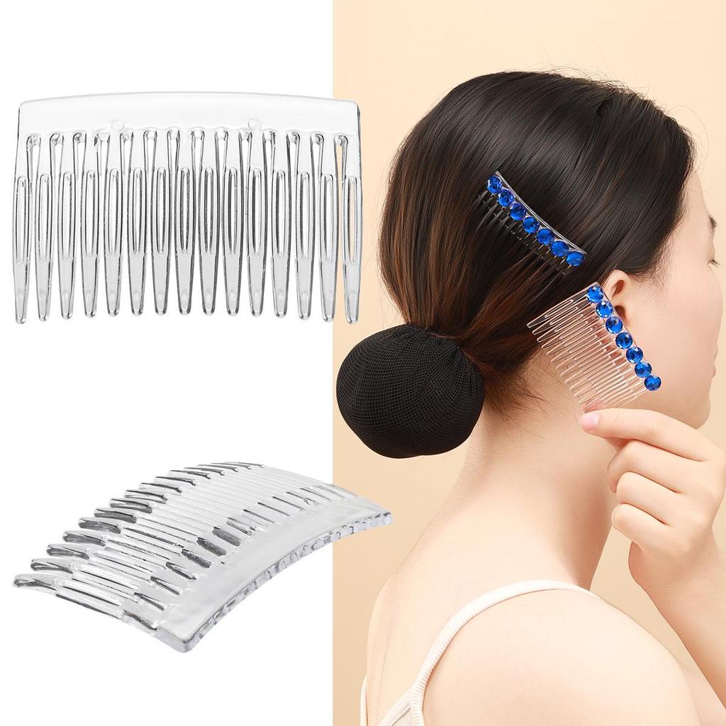 15-Tooth Flat-Head Transparent White Comb for Bangs, 7cm Flyaway Hair, DIY Accessory