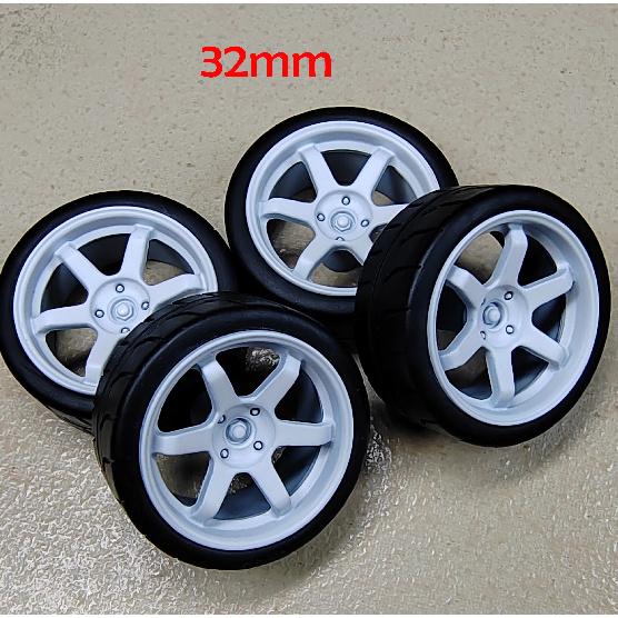4pcs 1/18 32mm/36mm/42mm Diameter Plastic Wheels Rubber Tires RPF1 RAYS TE37 57CR CE28 BBS ABS Rims for 1:18 Model Car