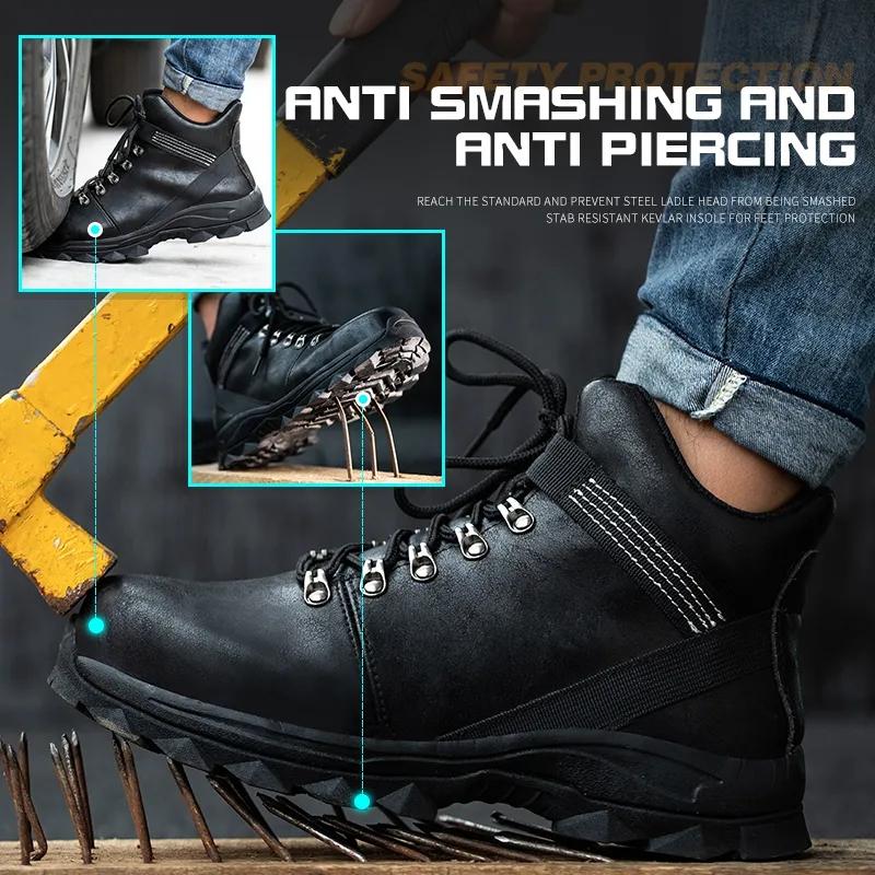 New Fashion Wear-resisting Men Work Safety Boots Anti-smash Anti-puncture Waterproof Boots Indestructible Protective Work Boot