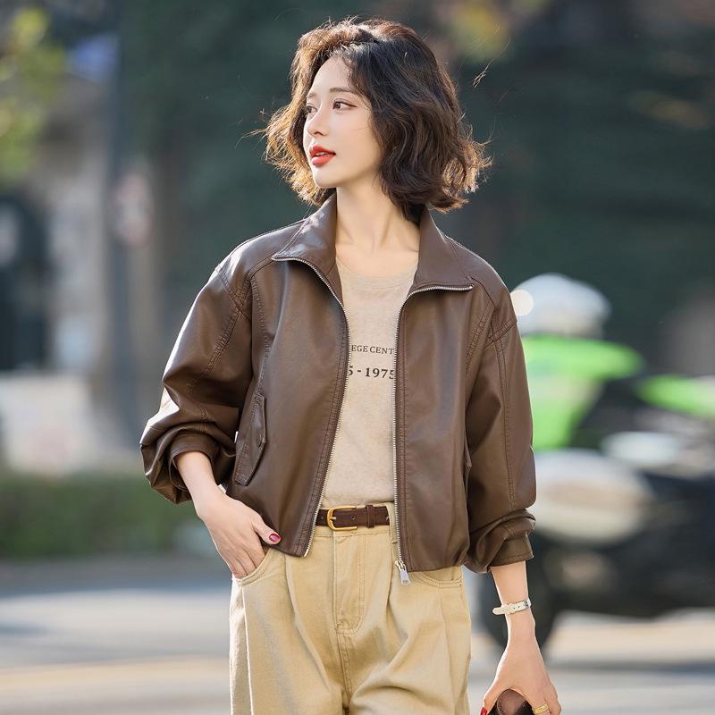 

Женская куртка из натуральной овчины - Маленький повседневный короткий стиль (Новая коллекция 2025) Large хаки