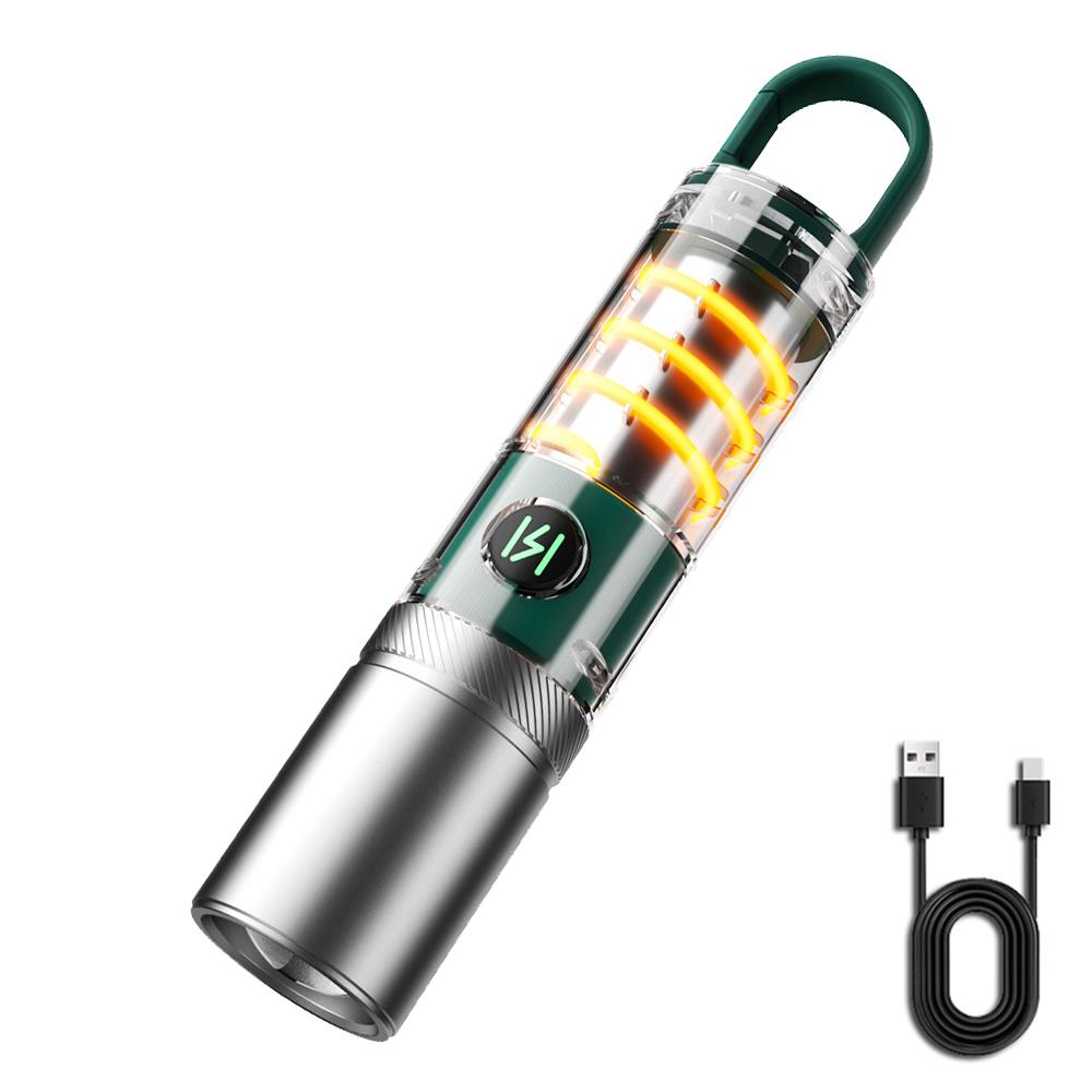 Powerful LED Flashlight USB Rechargeable Portable Camping Lantern with Built-in Battery 5 Mode Lighting Outdoor Emergency Torch