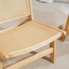 Rattan Chair, Reading Chair, Wood Frame, Wide Seat, 64 x 70 x 74 cm, Natural Wood