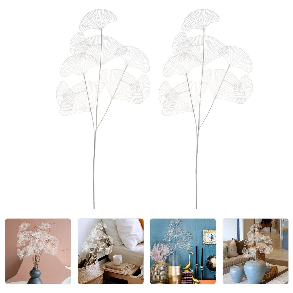 2 Pcs Simulated Ginkgo Decorative Plant Wedding Supplies Artificial Shrub Photo Props Fake Lifelike Simulation