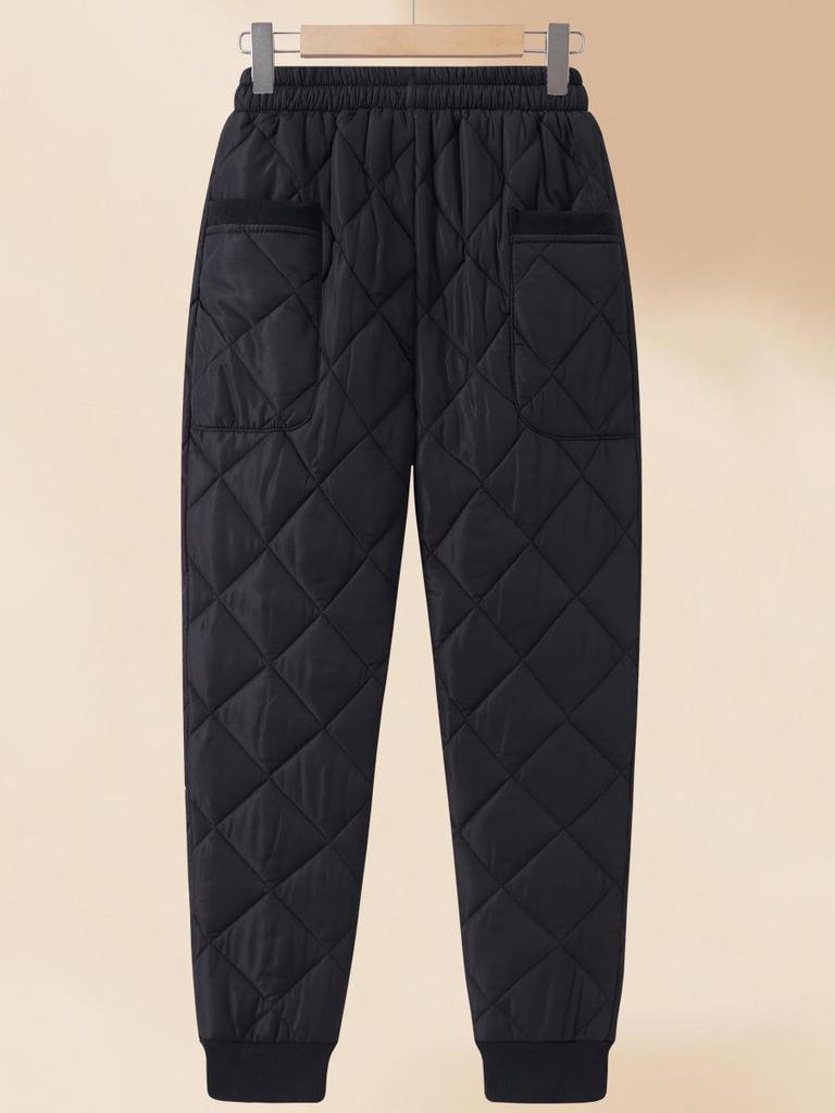 2025 Autumn/Winter Warm Elastic Waist Cotton Pants for Middle-Aged & Elderly Women - High Waist Slim Fit