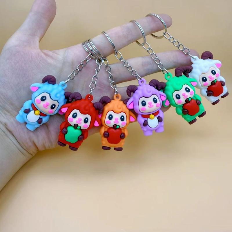 Cute Cartoon Sheep PVC Keychain Smooth Edge Multi Colors Bag Pendant Safe Souvenir Gift for Toddlers Backpack Decor