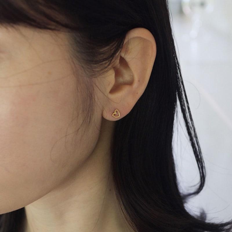 Modernlike 14k Gold-filled Silver Teeny Line Heart Stud Earrings