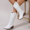 Bocanci western bocanci de piele cu șosetă înaltă pliată groasă cu cap rotund femei Europa și America
