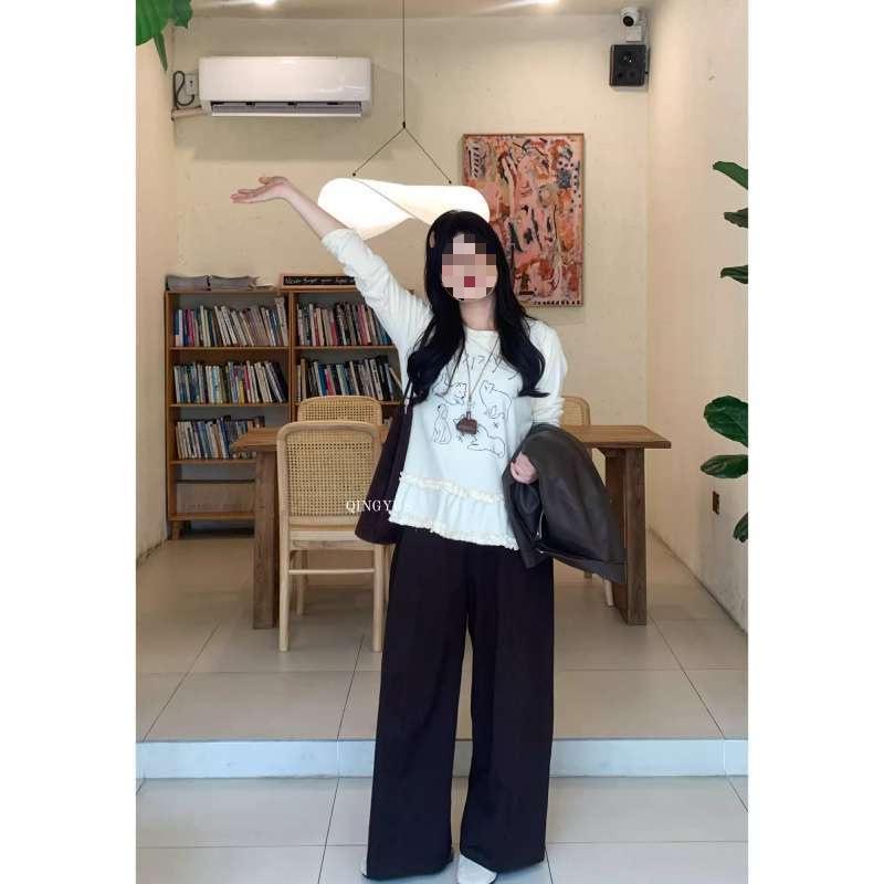 

Women s Plus Size Korean Style Printed Long Sleeve T-shirt - Winter Design, Slimming, Loose Fit XL абрикосовый