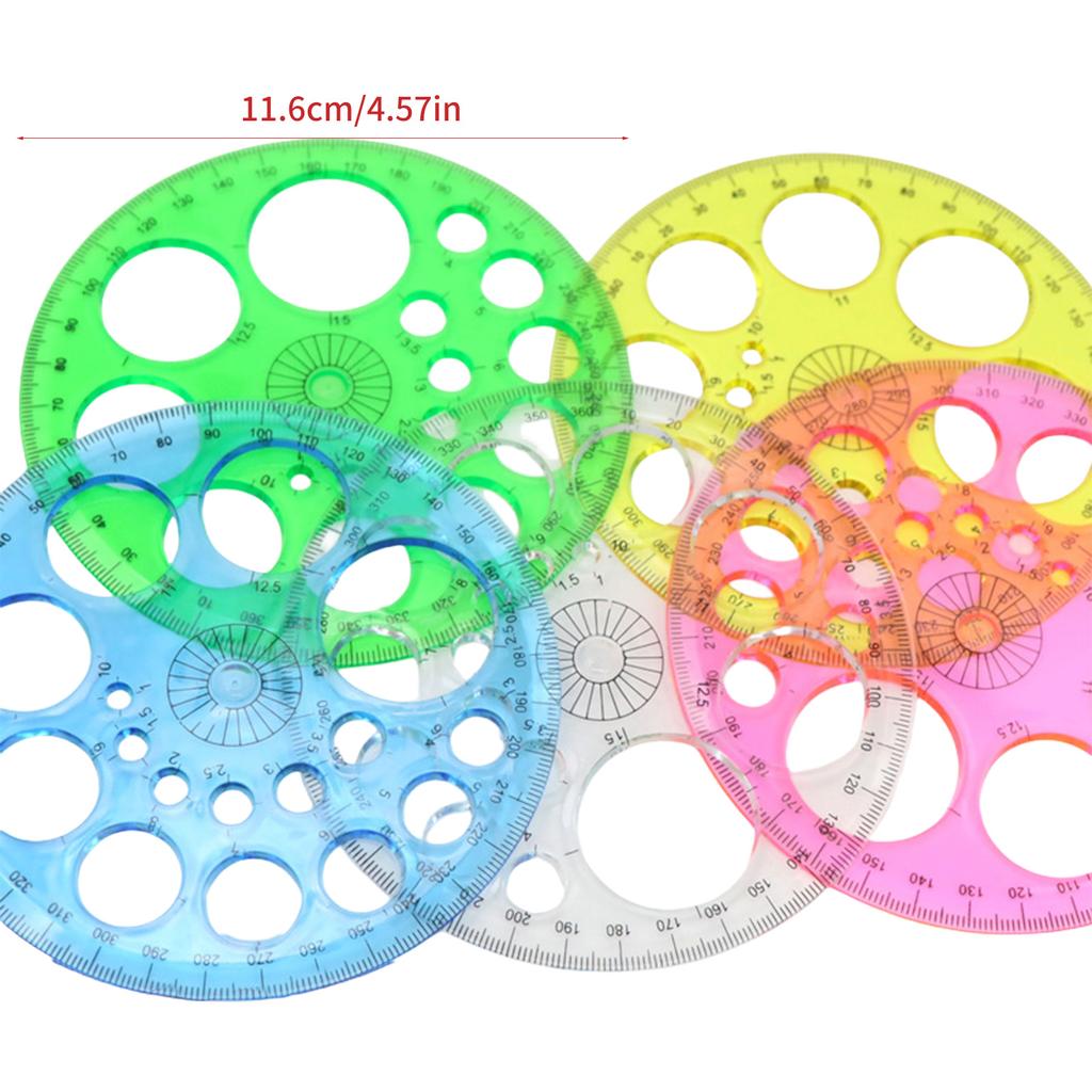 5 Pcs/Set Round Circle Template Circle Stencil Circle Ruler Circle Protractor Large and Small Circle Drawing Aid Tool