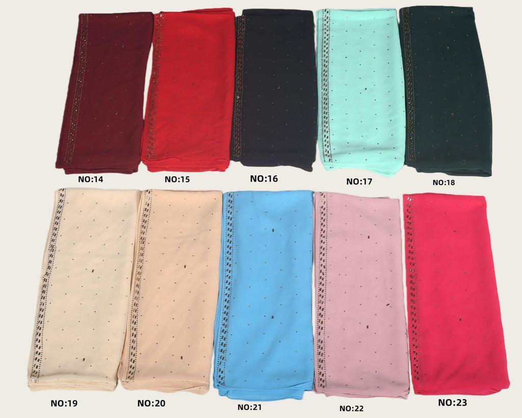 Pearl Chiffon Rhinestone Ethnic Scarf Shawl