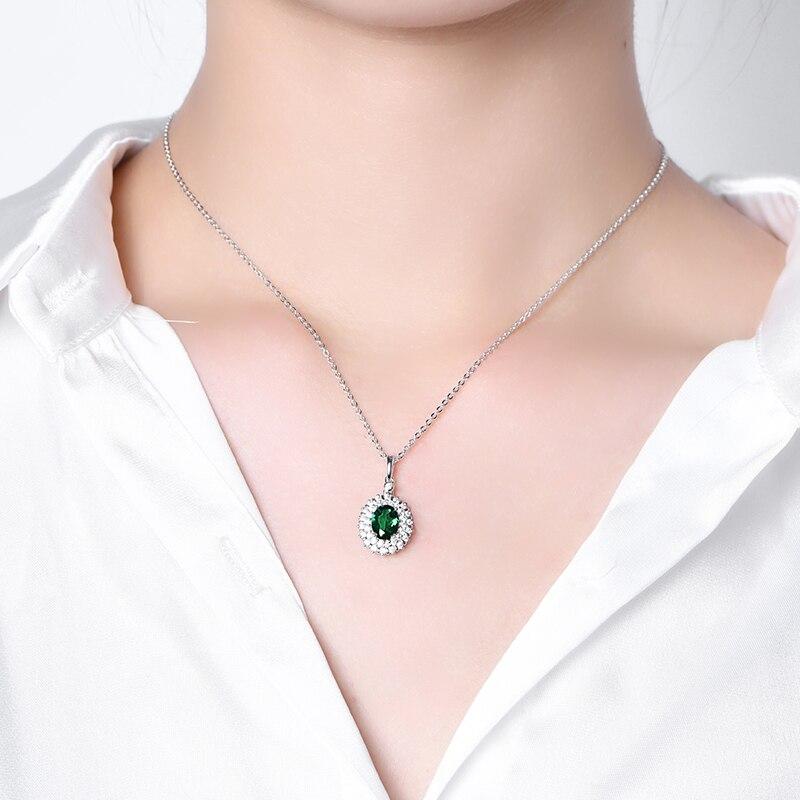 Halskette mit Anhänger aus 100 % 925er-Sterlingsilber, 18 Karat vergoldet, Diamant-Smaragd-Anhänger für Damen, Edelstein-Edelschmuck-Halskette