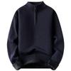 Maglione da Uomo Casual a Coste Monocolore con Mezza Zip e Collo Semi-alto, Maglione Pullover Caldo a Maniche Lunghe
