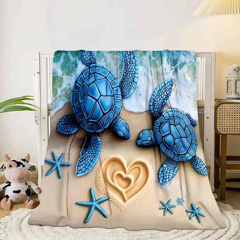 Ocean Love Turtles Blanket Flannel Blanket for Bed, Sofa, Camping, Hiking, Picnic Essentials, Gift for Family Fan Gifts