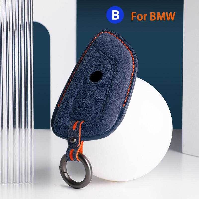 For BMW 3 5 Series X1 X2 X3 X4 X5 X6 X7 F30 F90 F10 G30 G60 E60 F48 F39 E70 F15 F16 325li 530 Car Key Case Cover Suede Keychain
