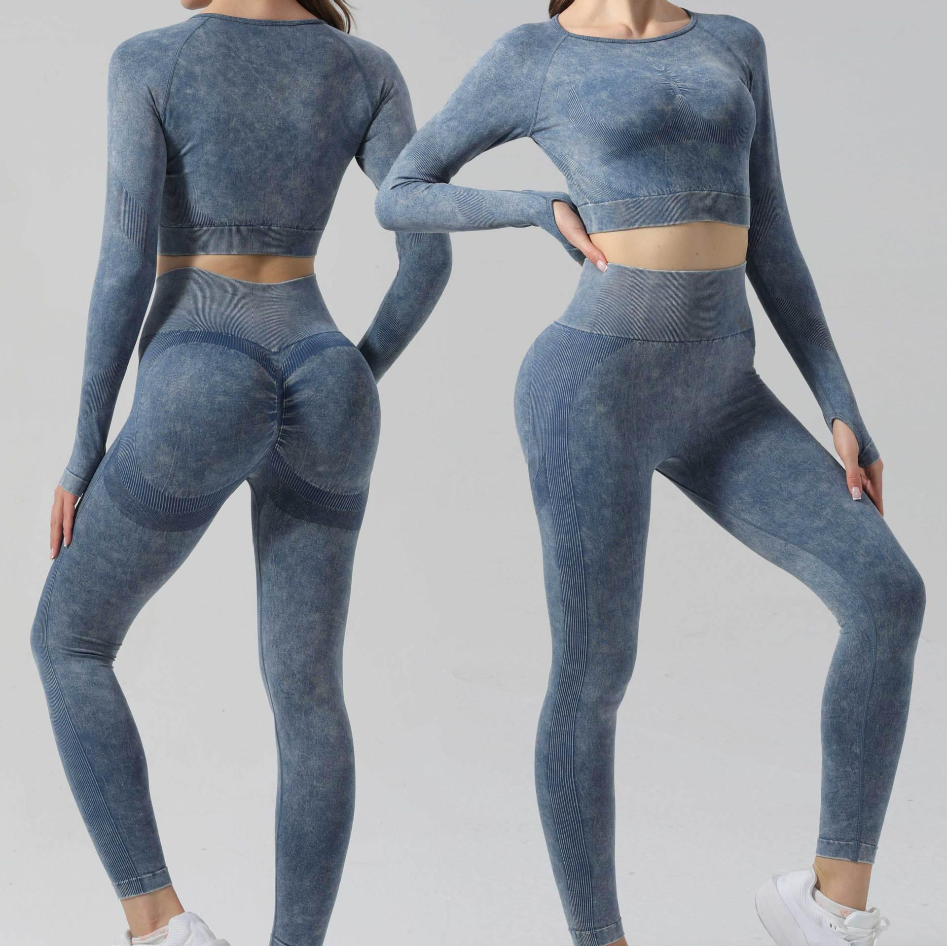 

Женские быстросохнущие леггинсы для йоги с высокой талией и эффектом персиковых ягодиц - Подтягивающий бедра облегающий фитнес-комплект Small