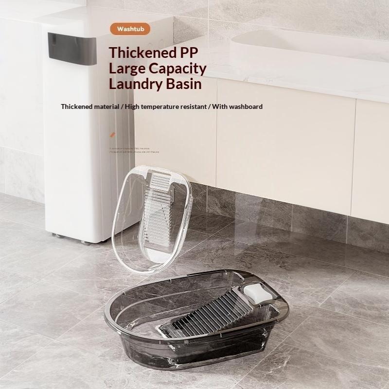 Laundry Basin With Washboard Integrated Household Plastic Wash Basin Multifunctional Laundry Basin For Clothes Dorm Hand Washing