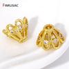2 Stile Trendige 18K Gold Plattierte Messing Blume Perlen Endkappen,Eingefasste Zirkonia Hohlperlenkappen Für DIY Schmuckherstellung Zubehör