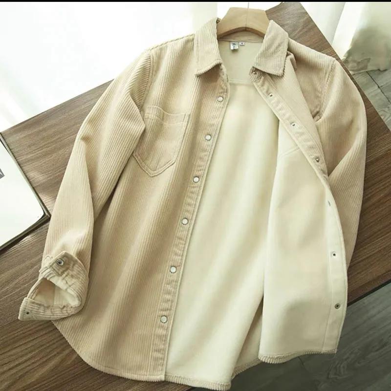 

Женское вельветовое пальто в лаконичном стиле больших размеров, однотонное, модное, повседневное, свободное, утепленное и флисовое, верхняя одежда с длинными рукавами XL абрикосовый