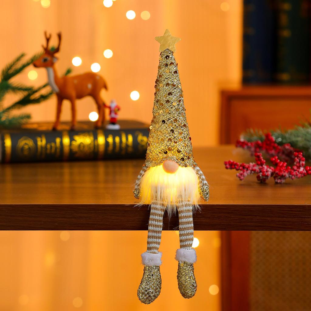 New Style Glitter Faceless Light-Up Plastic Polyester Electronic Original Gnome Doll Christmas Ornament Decoration Gift