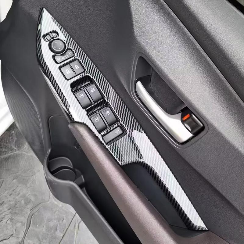 For Toyota Yaris Ativ 2024 ABS Carbon Fiber Interior Accessories Car Center Console Gear Shift Panel Water cup Cover Trim