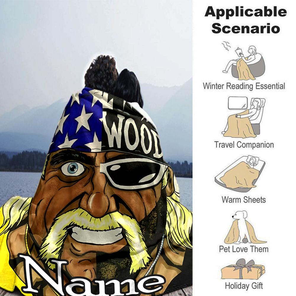 Customiz Name Personality Hulk Hogan  Blanket Soft &Warm Sofa Office Bed Travel Lunch Break Blanket, Gift Suitable All Seasons