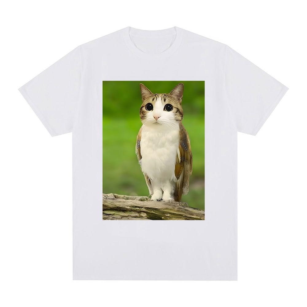 Cat Owl Funny Meowl Meme Brainrot T-shirts Men's Women Clothing Fashion Harajuku Short Sleeves T-shirt Cotton Oversized T Shirts