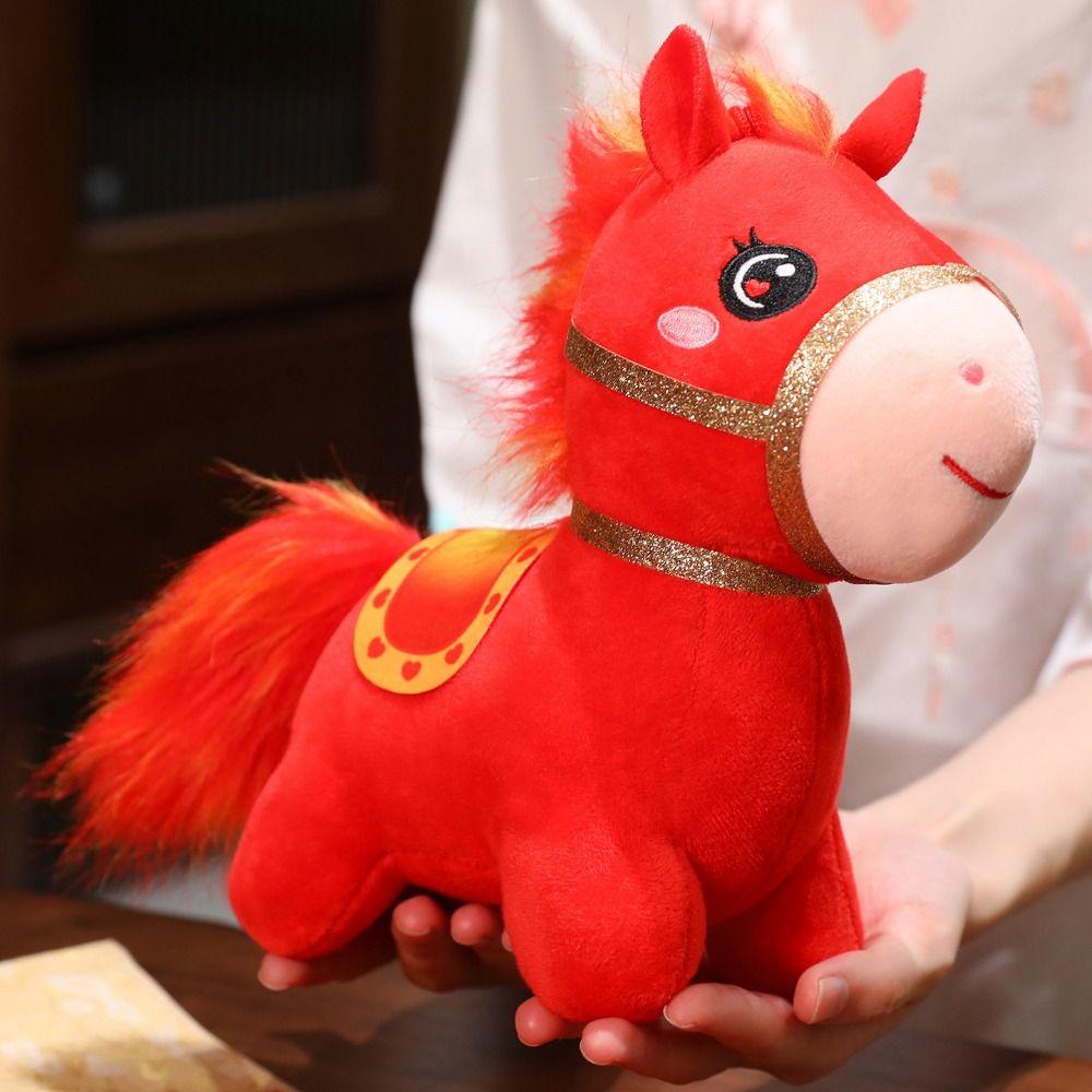 Kreskówkowy Koń Chińskiego Zodiaku Miękki Pluszowy Koń Zodiakalny Wypchane Zwierzątko Koń Chiński Zodiak