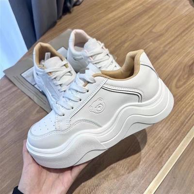 Wave Bottom Board Shoes Women's Spring New Thick Bottom Increased Student All-match White Shoes