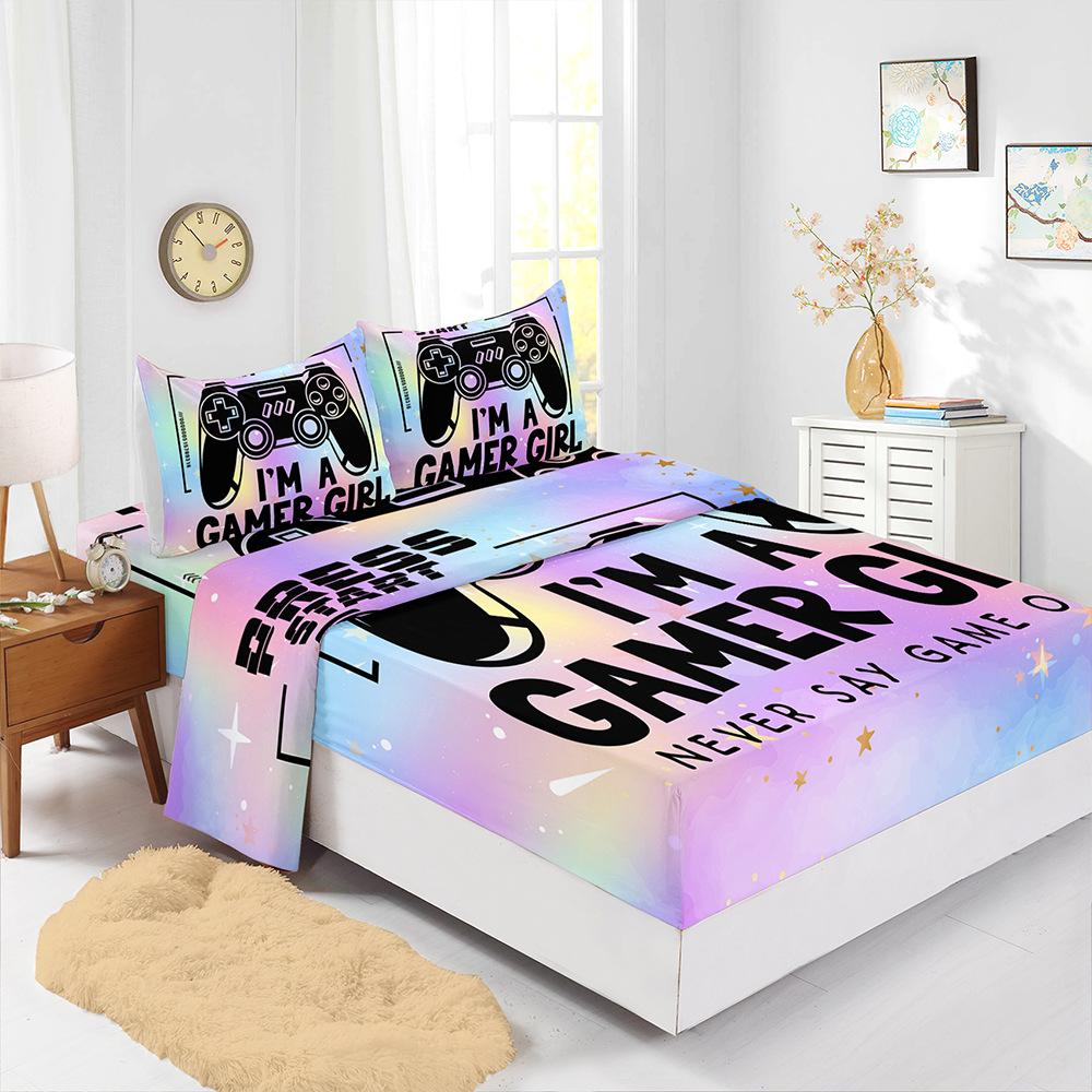 Four-Piece Mattress Digital Printing Gamepad Mattress Protective Cover Bedding
