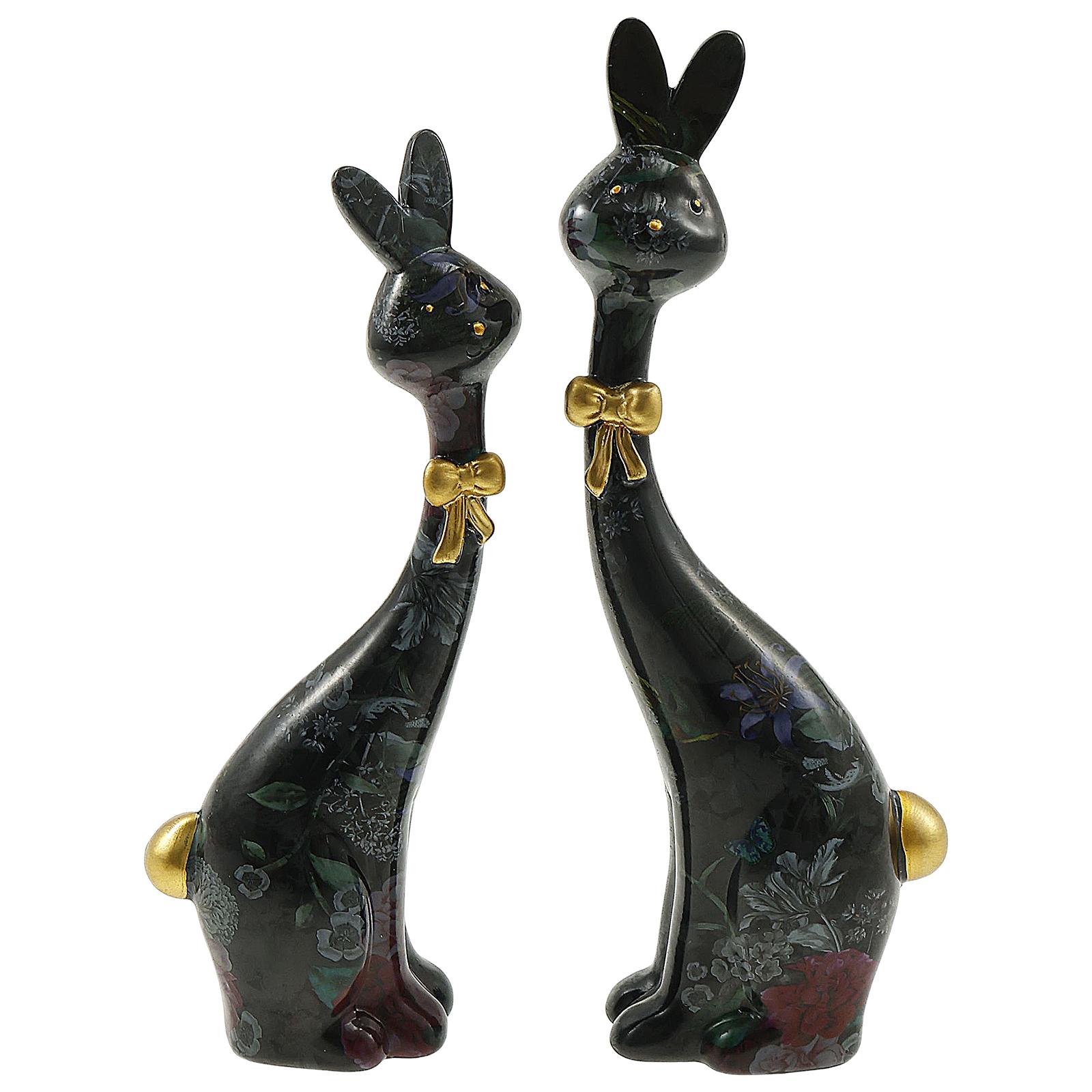 

2 шт. Красочная смола Кролик Двойная статуэтка Милая фигурка Декоративные аксессуары Гостиная Спальня Декоративные настольные украшения