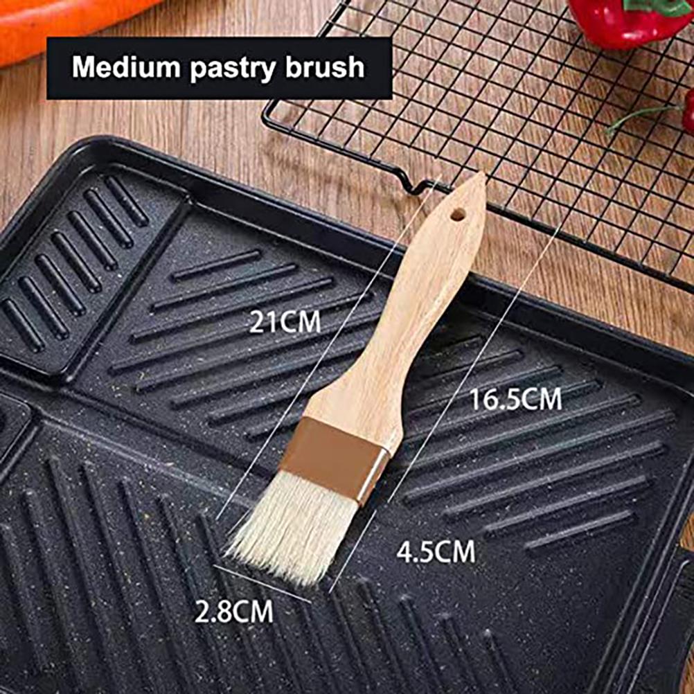 Wool Pastry Brush Kitchen Oil Brush with Wooden Handle Wool Barbecue Brush