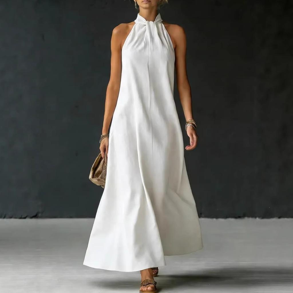 European and American spring and summer new women's off-the-shoulder sleeveless cross-over dress women's clothing